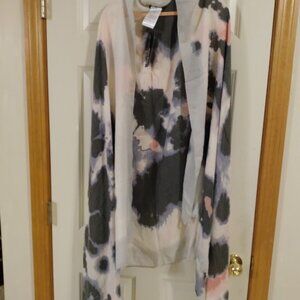 Multi color marble look scarf/wrap, with tags. 70% Polyester, 30% Viscose.